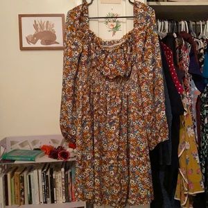 Autumn floral milkmaid style dress